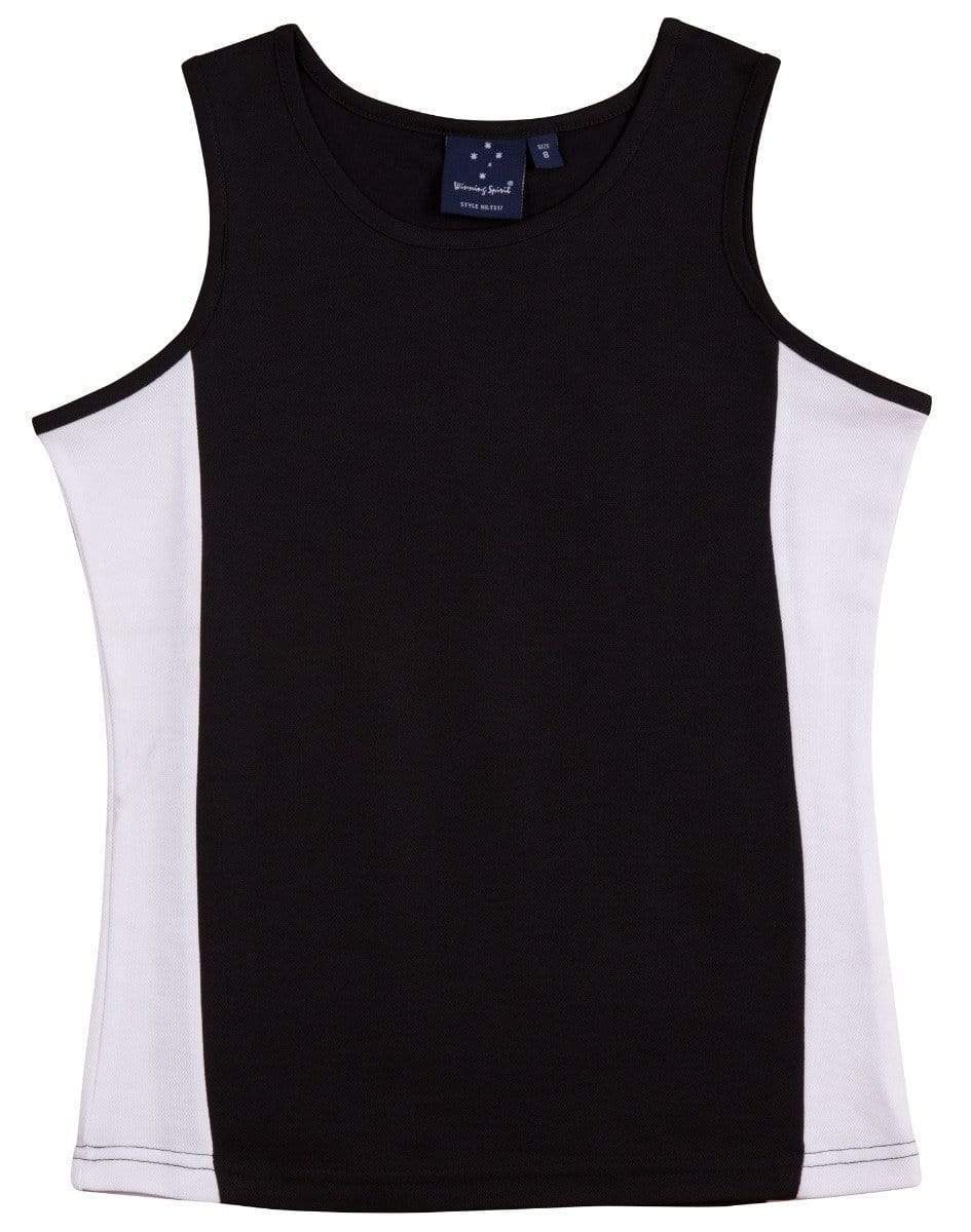 Winning Spirit Casual Wear Black/White / 16 WINNING SPIRIT TEAMMATE SINGLET Ladies TS17